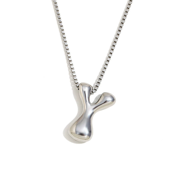Simple Niche Personality Hip Hop Explosions Stainless Steel 18K Gold Plated Bubble Letter Necklace For Women