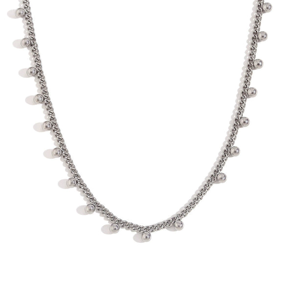 Simple Niche Temperament Women's Necklace Stainless Steel 18K Gold Plated With Bohemian Beads Tassel Geometric Design