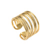 Simple Nonfading Wide Version Opening Index Finger Ring In Titanium Steel And Stainless Steel With Geometric Pattern And Electroplating Treatment
