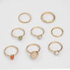 Simple Opal Champagne Color Alloy Diamond Ring Set Of 8