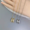 Simple Opal Diamond H Letter Titanium Steel Necklace Multiple Colors Letter Clavicle Chain With Inlaid Jade Process