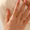 Simple Open Adjustable Ladies Stainless Steel Ring With Geometric Pattern 18K Gold Plated