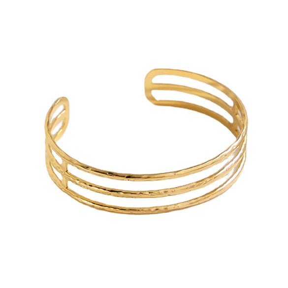 Simple Open Geometric Line Titanium Steel Bracelet For Women With Electroplating Treatment