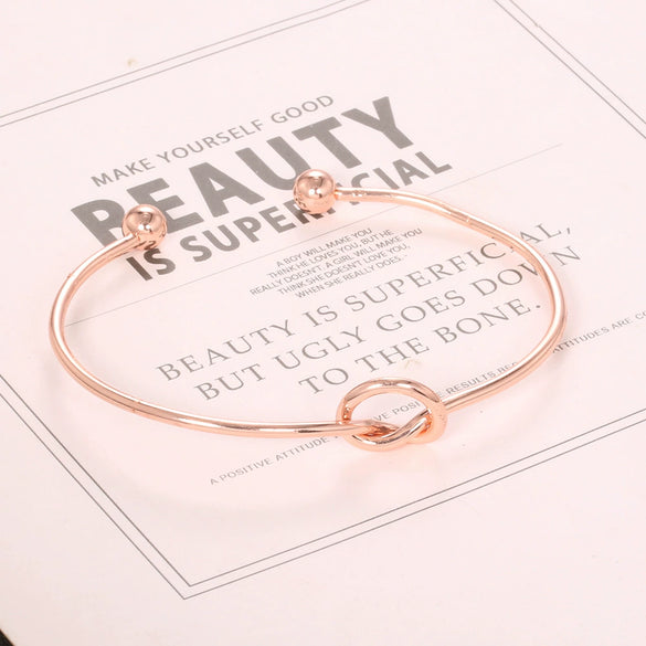 Simple Open Knot Love Bracelet For Women Alloy Electroplated Minimalist Bangle All Match Fashion Jewelry