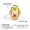 Simple Open Ring For Girls In Casual Style With Everlasting Flower Design Made Of Titanium Steel And Electroplated