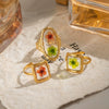 Simple Open Ring For Girls In Casual Style With Everlasting Flower Design Made Of Titanium Steel And Electroplated