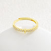 Simple Opening Adjustable Brass Plated Letter Ring Copper Inlaid With Zircon Letter Shaped