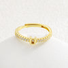 Simple Opening Adjustable Brass Plated Letter Ring Copper Inlaid With Zircon Letter Shaped