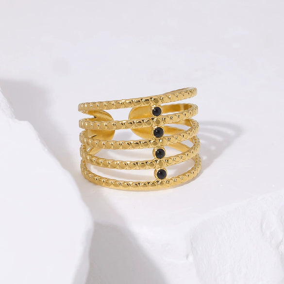 Simple Opening Geometric Stainless Steel Ring With 18K Gold Plated Electroplating Treatment