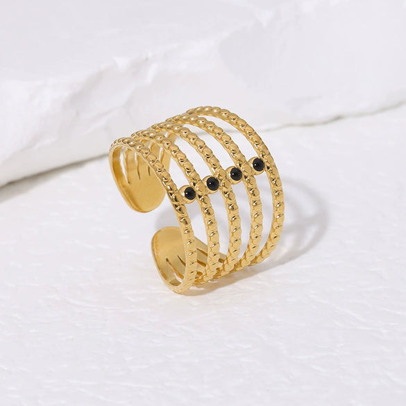 Simple Opening Geometric Stainless Steel Ring With 18K Gold Plated Electroplating Treatment