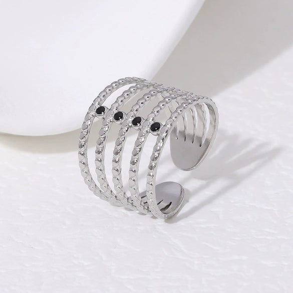 Simple Opening Geometric Stainless Steel Ring With 18K Gold Plated Electroplating Treatment