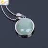 Simple Oval Convex Natural Crystal Pendant Necklace With Ball Chain Unisex Minimalist Jewelry