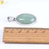 Simple Oval Convex Natural Crystal Pendant Necklace With Ball Chain Unisex Minimalist Jewelry