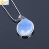 Simple Oval Convex Natural Crystal Pendant Necklace With Ball Chain Unisex Minimalist Jewelry