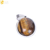 Simple Oval Convex Natural Crystal Pendant Necklace With Ball Chain Unisex Minimalist Jewelry