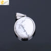 Simple Oval Convex Natural Crystal Pendant Necklace With Ball Chain Unisex Minimalist Jewelry