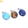 Simple Oval Convex Natural Crystal Pendant Necklace With Ball Chain Unisex Minimalist Jewelry