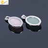 Simple Oval Convex Natural Crystal Pendant Necklace With Ball Chain Unisex Minimalist Jewelry