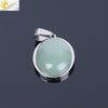 Simple Oval Convex Natural Crystal Pendant Necklace With Ball Chain Unisex Minimalist Jewelry