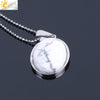 Simple Oval Convex Natural Crystal Pendant Necklace With Ball Chain Unisex Minimalist Jewelry