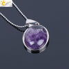 Simple Oval Convex Natural Crystal Pendant Necklace With Ball Chain Unisex Minimalist Jewelry