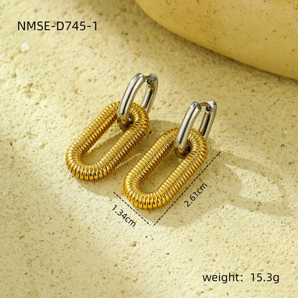 Simple Oval Geometric Stainless Steel Electroplated Women's Detachable Nonfading Earrings