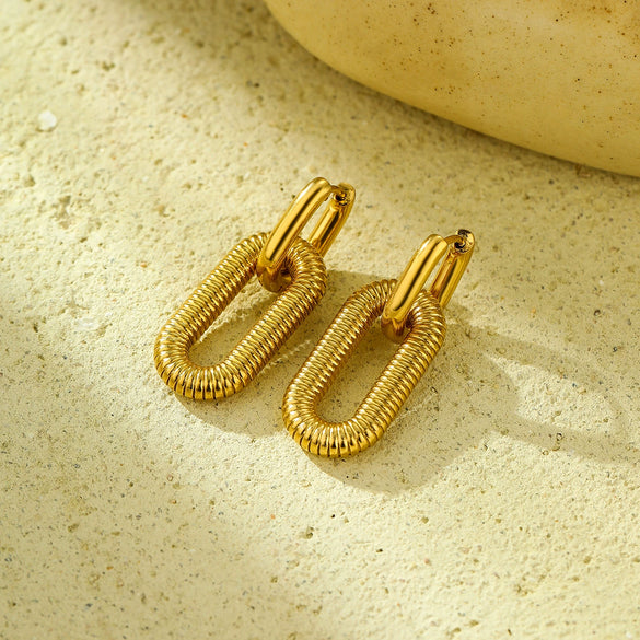 Simple Oval Geometric Stainless Steel Electroplated Women's Detachable Nonfading Earrings