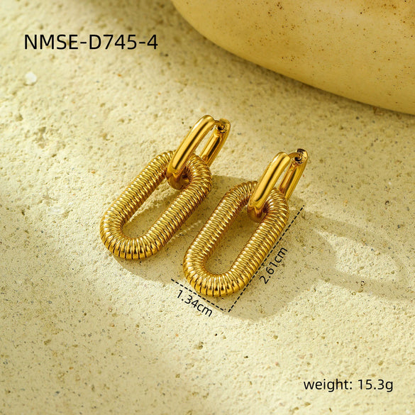 Simple Oval Geometric Stainless Steel Electroplated Women's Detachable Nonfading Earrings