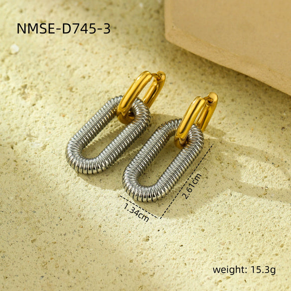 Simple Oval Geometric Stainless Steel Electroplated Women's Detachable Nonfading Earrings