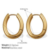 Simple Oval 316L Stainless Steel Hoop Earrings For Women With Electroplating