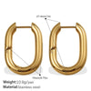 Simple Oval 316L Stainless Steel Hoop Earrings For Women With Electroplating