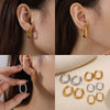 Simple Oval 316L Stainless Steel Hoop Earrings For Women With Electroplating