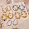 Simple Oval 316L Stainless Steel Hoop Earrings For Women With Electroplating