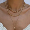 Metal Thick Chain Small Twist Three-layer Necklace