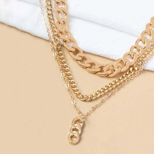 Metal Thick Chain Small Twist Three-layer Necklace