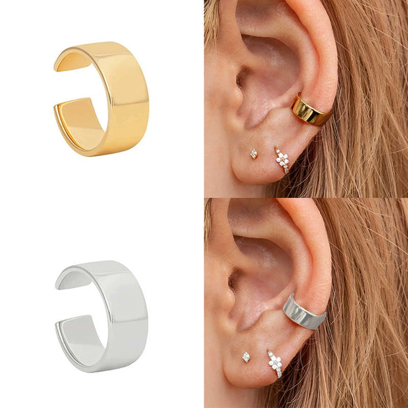 Simple Personality C Shaped Ear Clip For Women Copper Geometric Diamond Inlaid Set With Gemstones