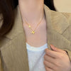 Simple Personality Female Titanium Steel Necklace With Letters Numbers Text Pendant 18K Gold Plated Clavicle Chain