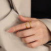Simple Personality Niche Design 316L Stainless Steel Goldplated Geometric Irregular Fashion Ring Jewelry For Women