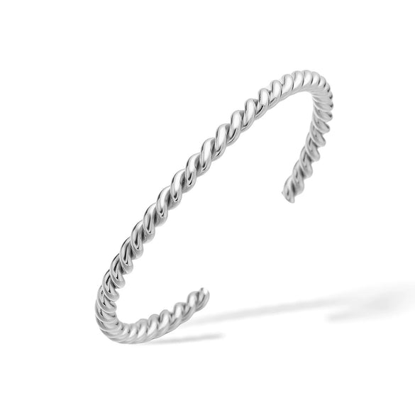 Simple Personality Twist Stainless Steel Open Bracelet With 18K Gold Plated Electroplating Treatment For Female Niche Vintage Style