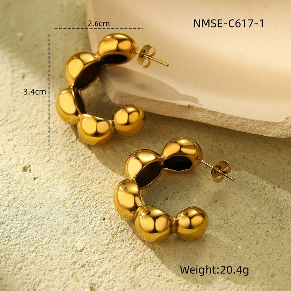 Simple Personalized Cshaped Titanium Steel And Stainless Steel Earrings With Geometric Pattern And Electroplating Treatment