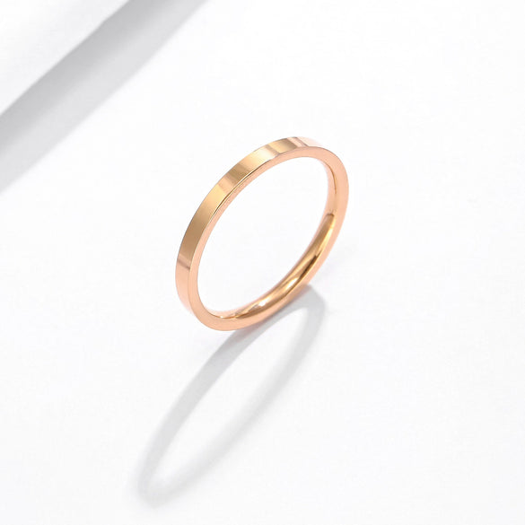 Simple Plain Couple Ring In Titanium Steel With Electroplating Treatment