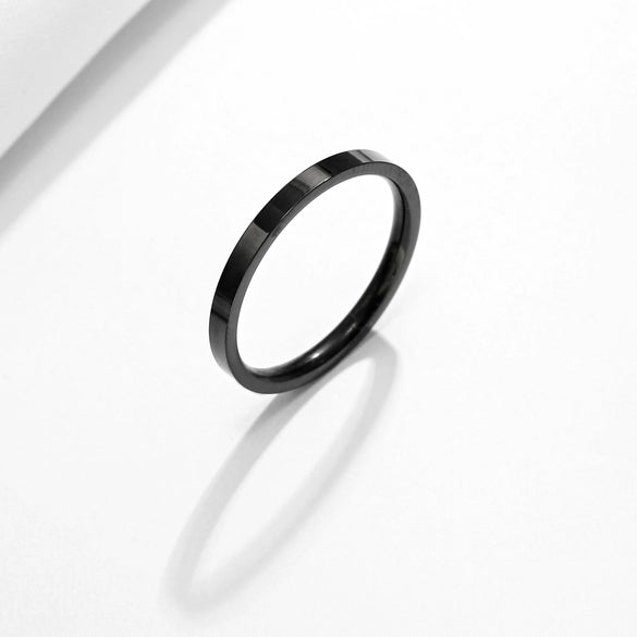 Simple Plain Couple Ring In Titanium Steel With Electroplating Treatment