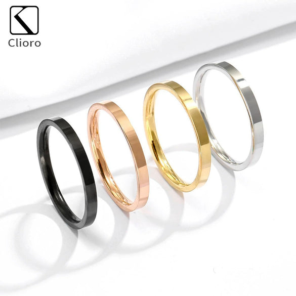 Simple Plain Couple Ring In Titanium Steel With Electroplating Treatment