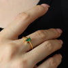 Simple Plain Square Finger Ring Inlaid With White And Green Zircon Fadeless Niche Design Titanium Steel Electroplating For Women