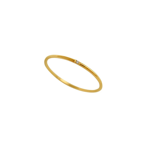 Simple Plain Zircon Ring For Women In Titanium Steel With Geometric Shape And Electroplating Design