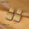 Simple Pleated Texture Stainless Steel Electroplated Rectangular Women's Earrings