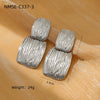 Simple Pleated Texture Stainless Steel Electroplated Rectangular Women's Earrings