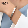 Simple Polished Stainless Steel Three Tone Bracelet Smooth Minimalist Bangle For Couples