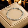 Simple Punk Hip Hop Unisex Metal Titanium Steel Ring Twist Chain Bracelet With Geometric Pattern Electroplated