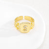 Simple Retro Adjustable Open Ring Copper With Zirconia 26 English Letters Design